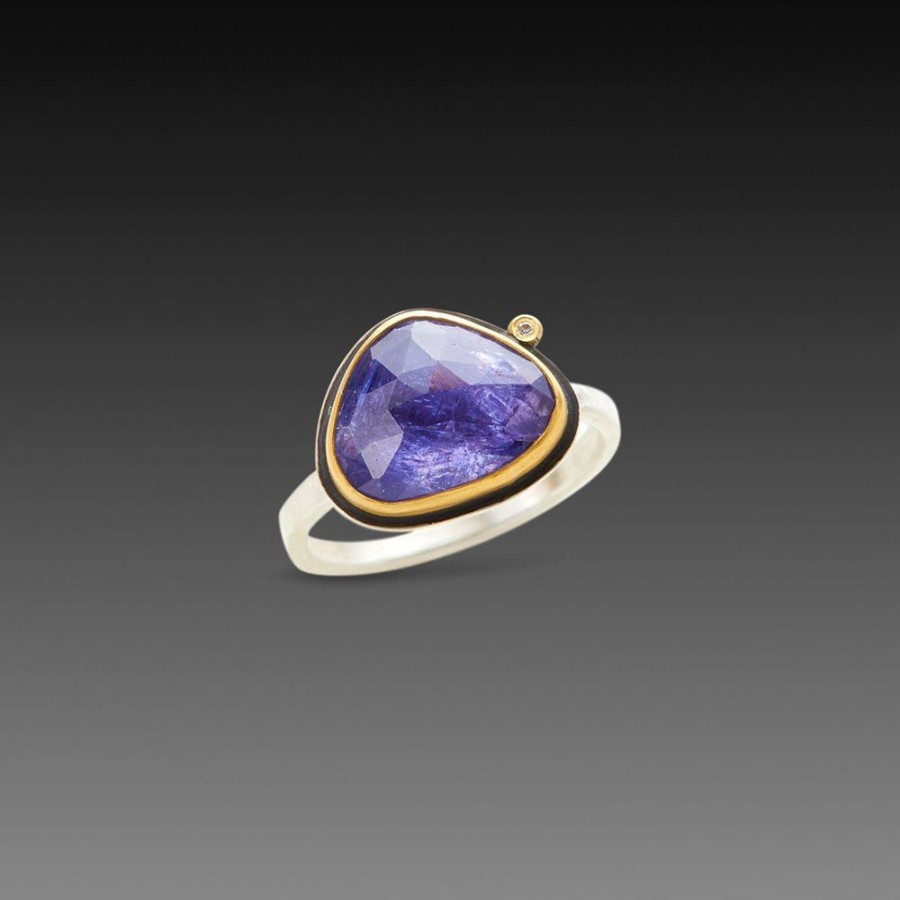 Rings Ananda Khalsa | Rose Cut Tanzanite Ring With Diamond Dot