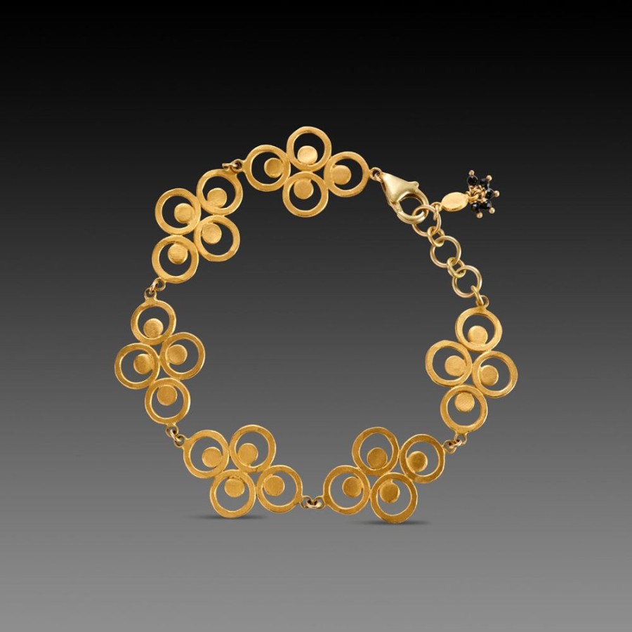 Bracelets Ananda Khalsa | Hammered Gold Filigree Link Bracelet