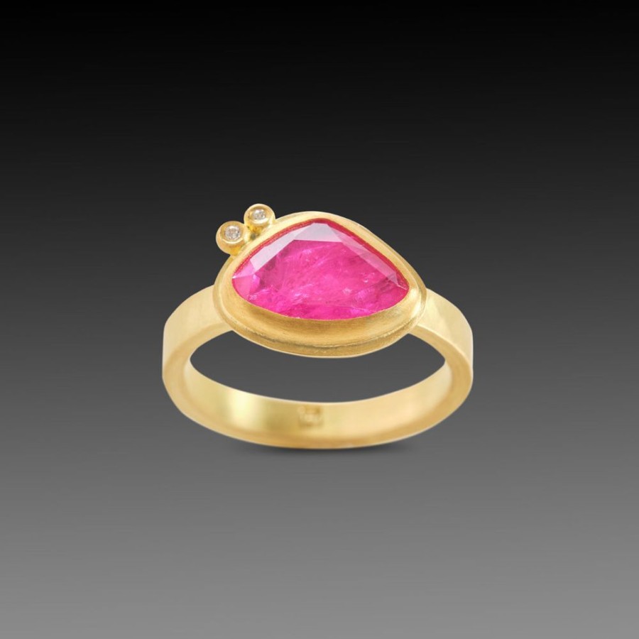 Rings Ananda Khalsa | Organic Ruby Ring With Diamonds