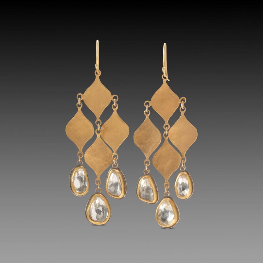 Earrings Ananda Khalsa | White Sapphire Chandelier Earrings