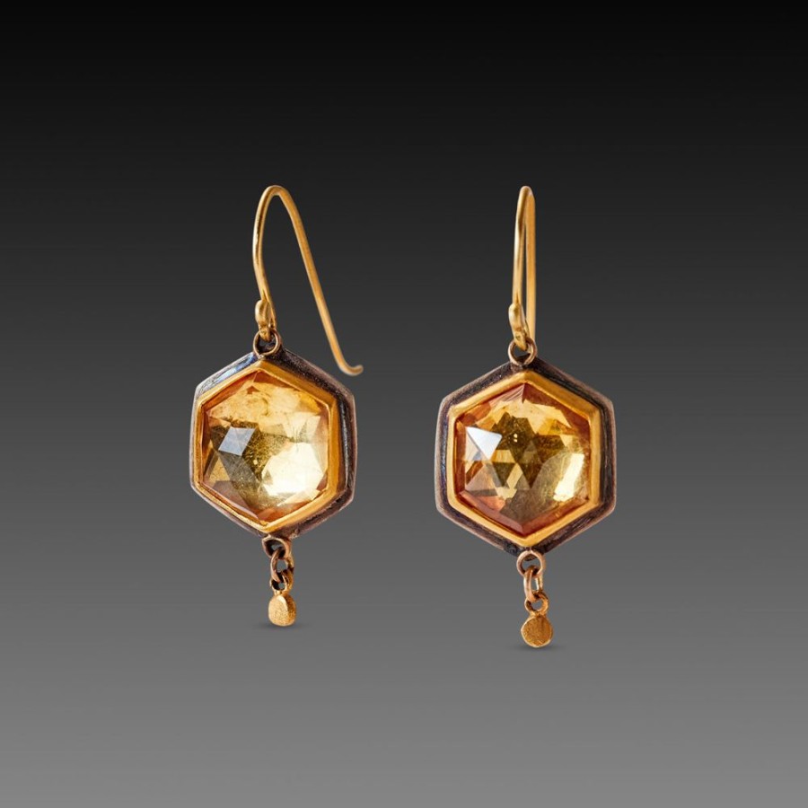 Earrings Ananda Khalsa | Citrine Hexagon Earrings