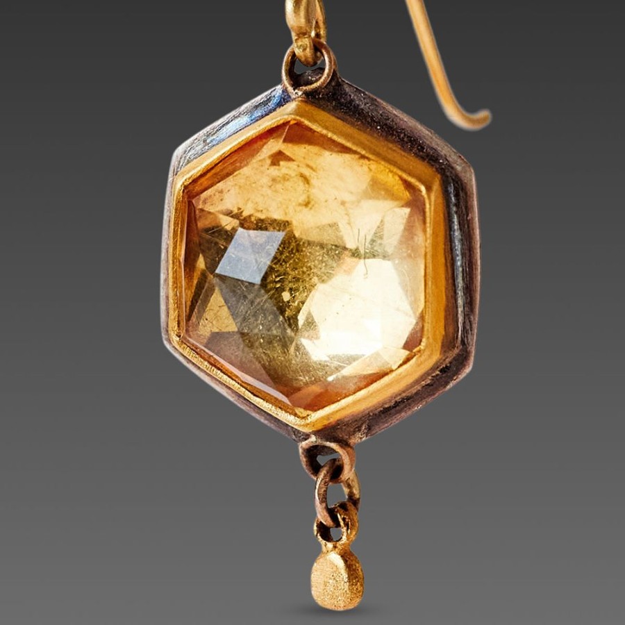 Earrings Ananda Khalsa | Citrine Hexagon Earrings