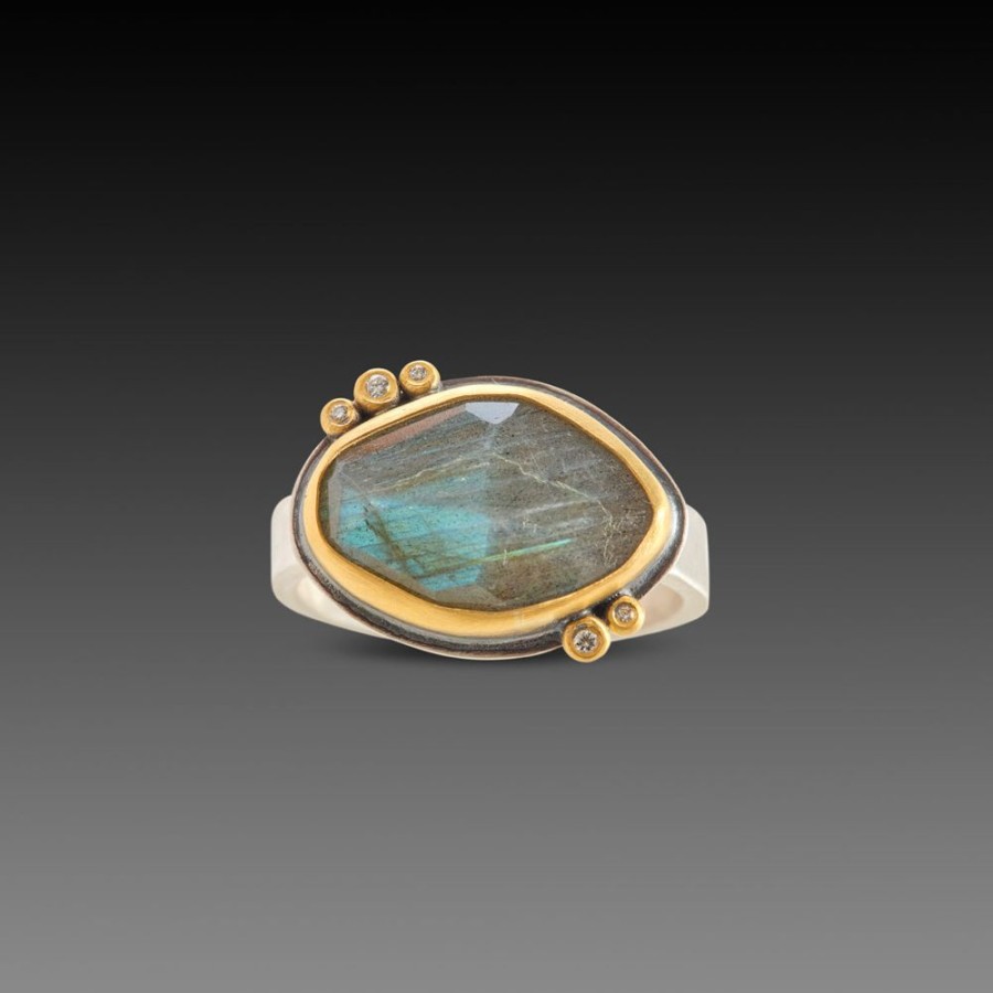 Rings Ananda Khalsa | Labradorite Ring With Diamonds