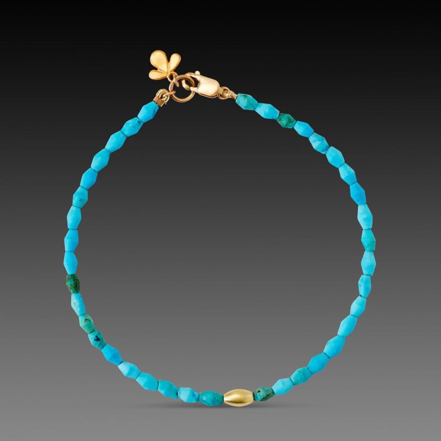 Bracelets Ananda Khalsa | Egyptian Faience & Gold Bracelet