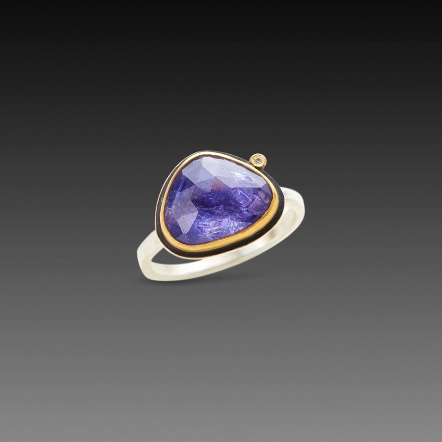 Rings Ananda Khalsa | Rose Cut Tanzanite Ring With Diamond Dot