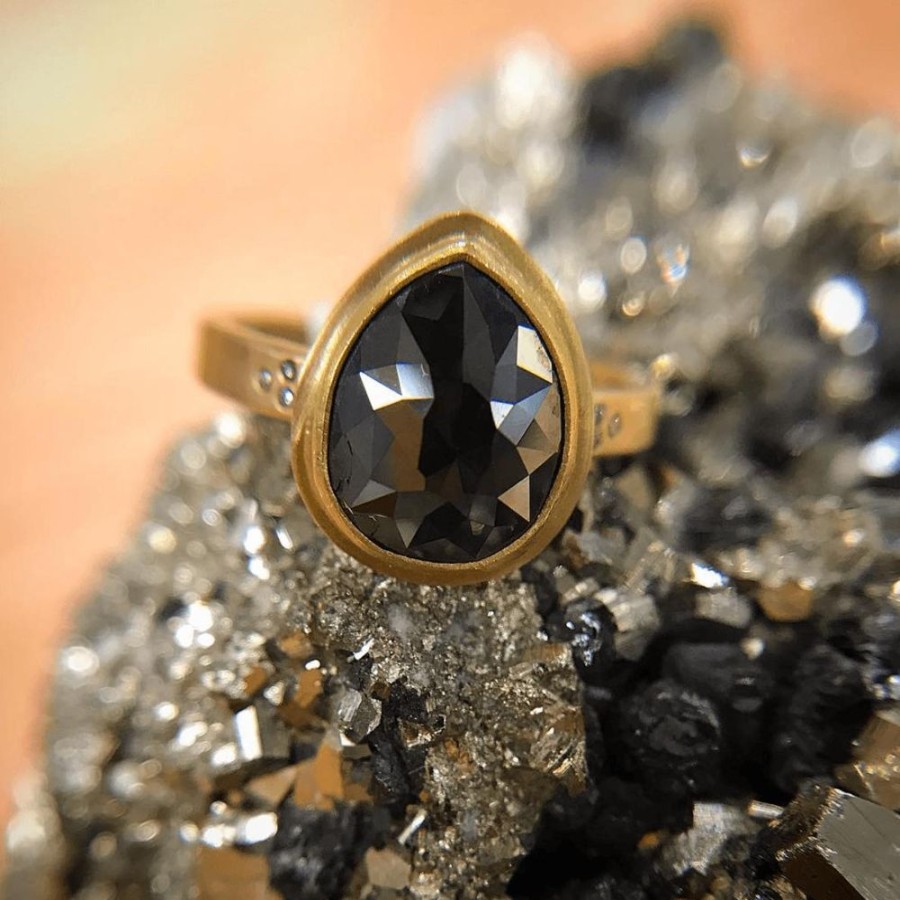 Rings Ananda Khalsa | Teardrop Black Diamond Ring