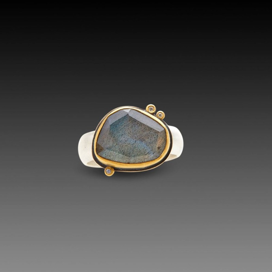 Rings Ananda Khalsa | Labradorite Ring With Diamond Dots