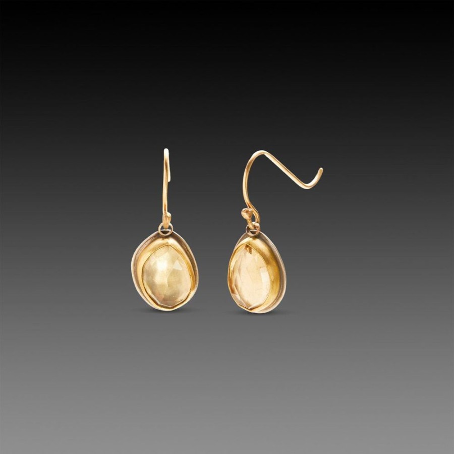 Earrings Ananda Khalsa | Champagne Quartz Drop Earrings