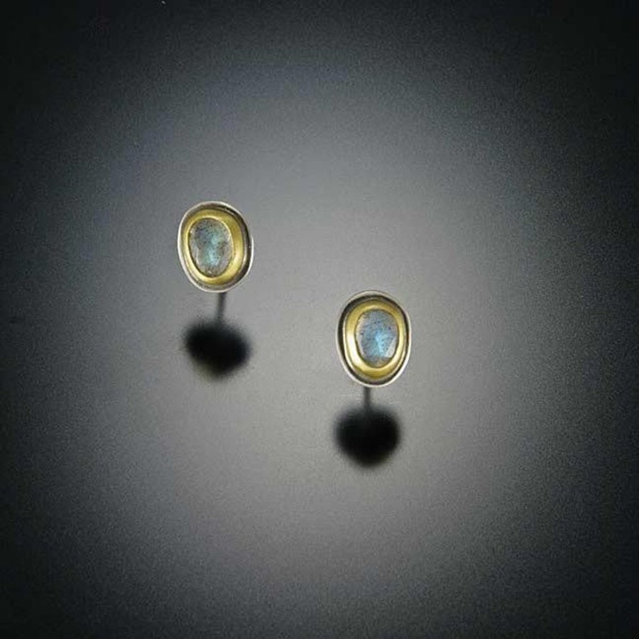 Earrings Ananda Khalsa | Tiny Labradorite Stud Earrings