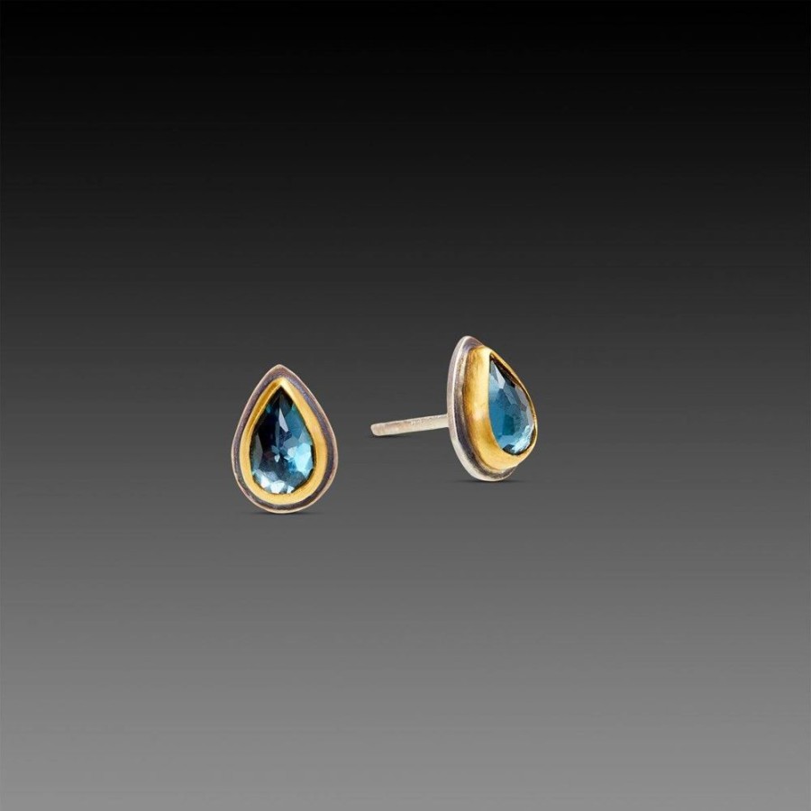 Earrings Ananda Khalsa | London Blue Topaz Teardrop Stud Earrings