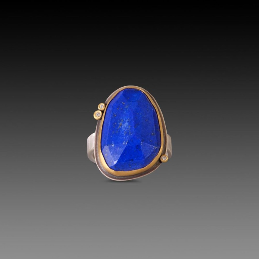 Rings Ananda Khalsa | Faceted Lapis Ring With Diamond Dots