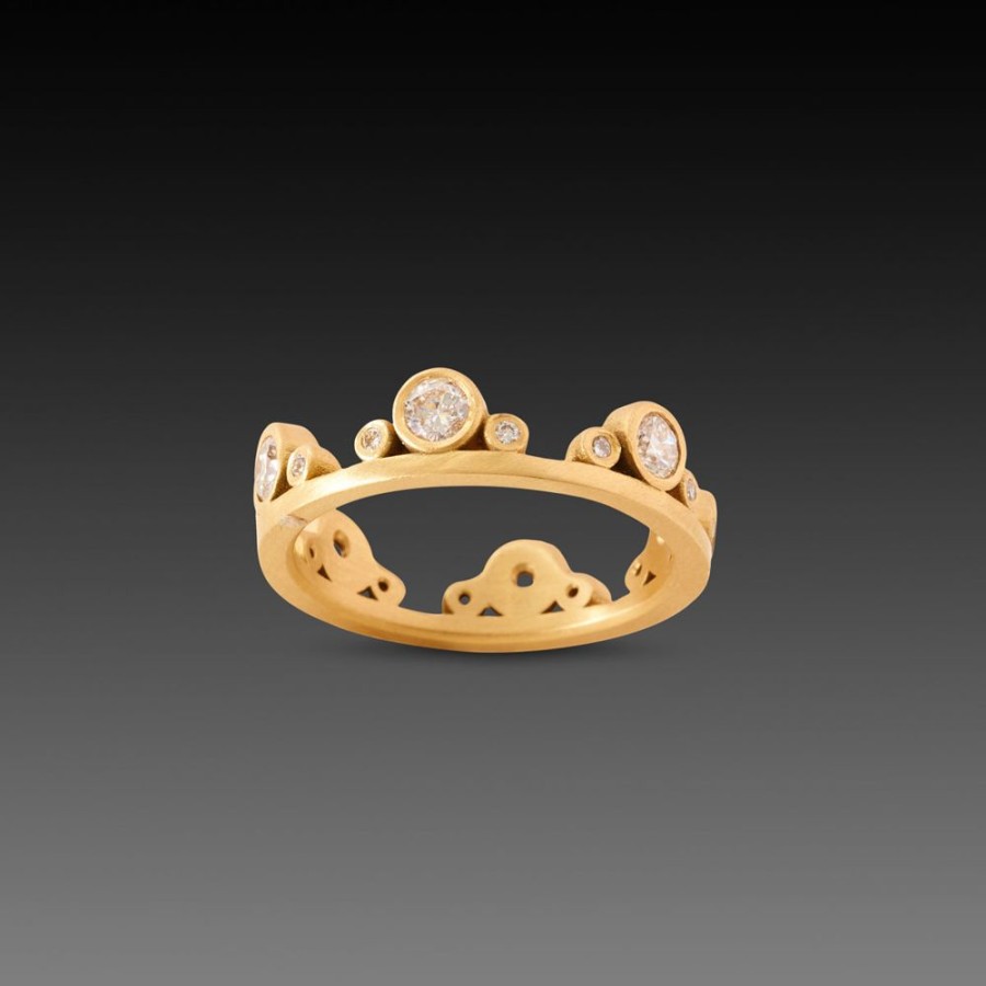 Rings Ananda Khalsa | Large Gold Side Trios Band With Diamonds