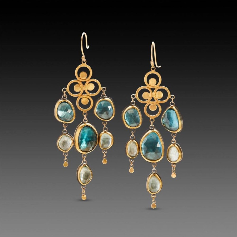 Earrings Ananda Khalsa | Shades Of Blue Topaz Chandelier Earrings