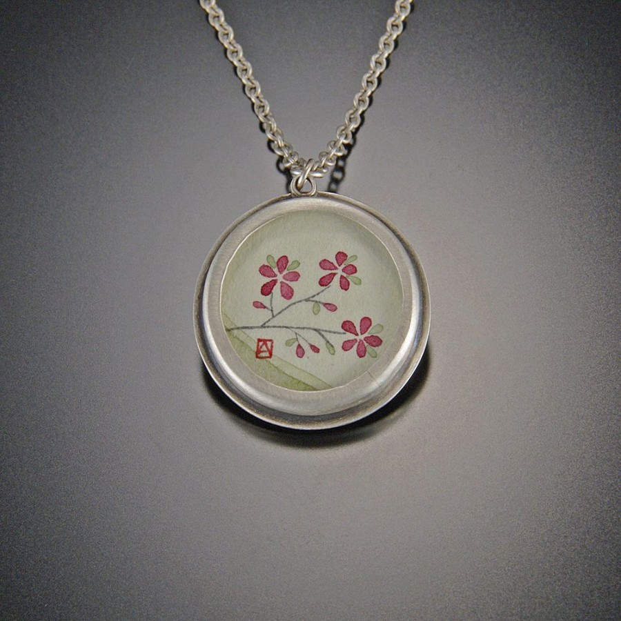 Hand Painted Jewelry Ananda Khalsa | Round Plum Blossom Necklace