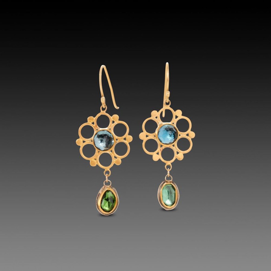 Earrings Ananda Khalsa | Mandala Earrings With Topaz & Tourmaline