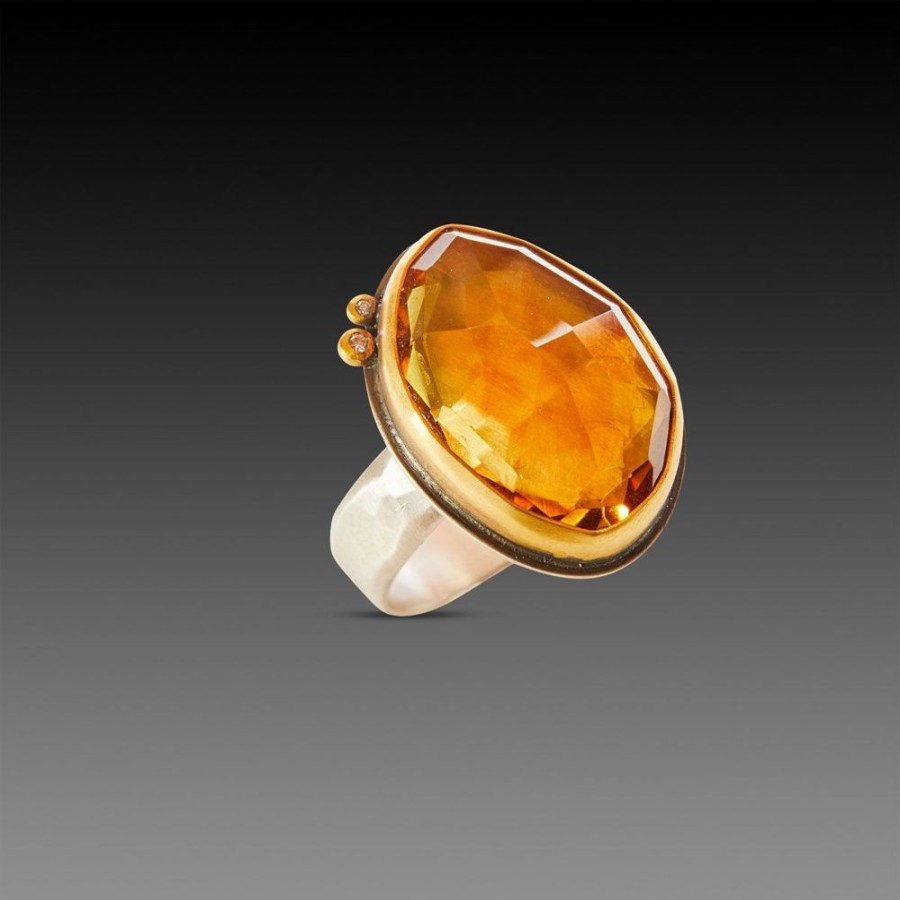 Rings Ananda Khalsa | Citrine Ring With Diamond Dots