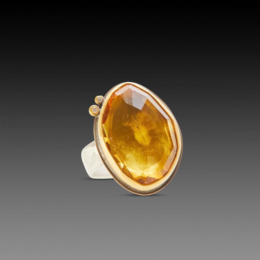 Rings Ananda Khalsa | Citrine Ring With Diamond Dots