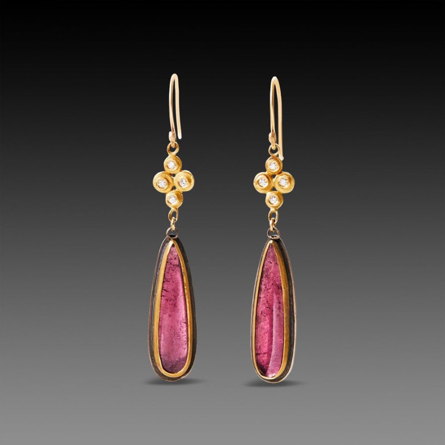 Earrings Ananda Khalsa | Pink Tourmaline Teardrop Earrings