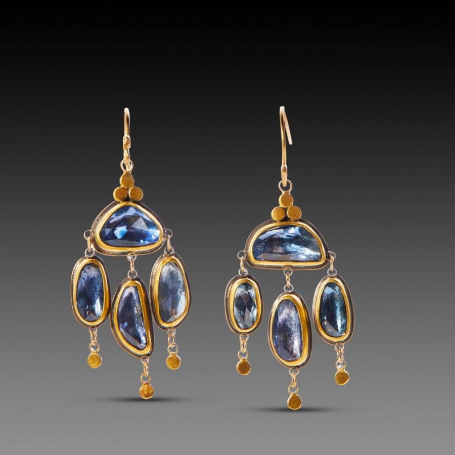 Earrings Ananda Khalsa | Blue Sapphire Chandelier Earrings