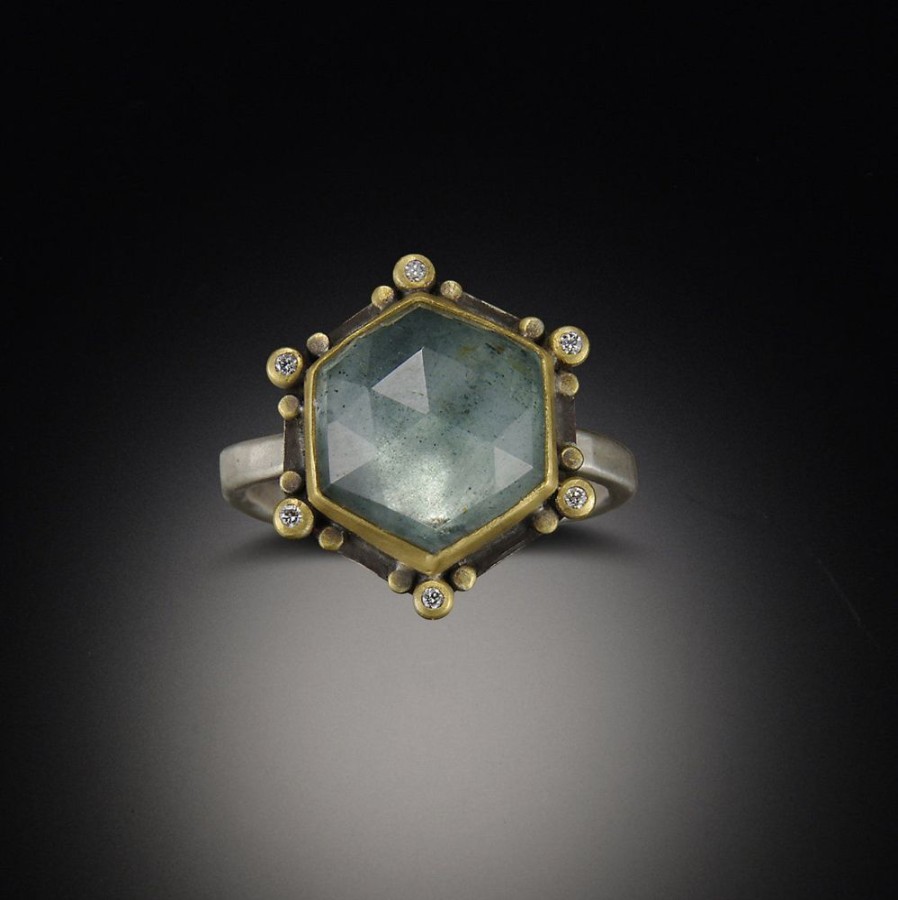 Rings Ananda Khalsa | Moss Aquamarine Star Ring