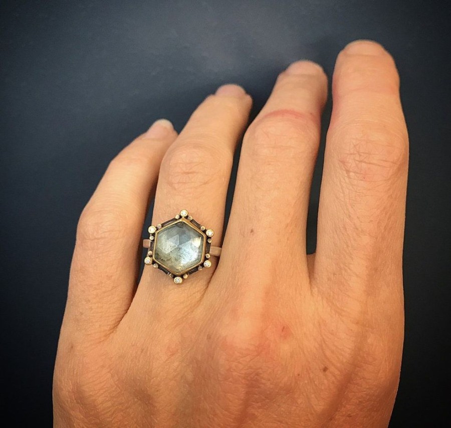 Rings Ananda Khalsa | Moss Aquamarine Star Ring