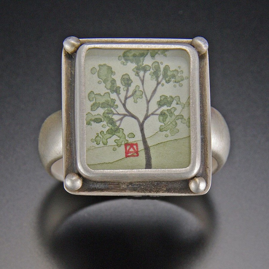 Rings Ananda Khalsa | Small Square Spring Maple Ring