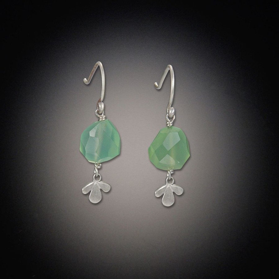 Earrings Ananda Khalsa | Chrysoprase Earrings With Leaf Trio