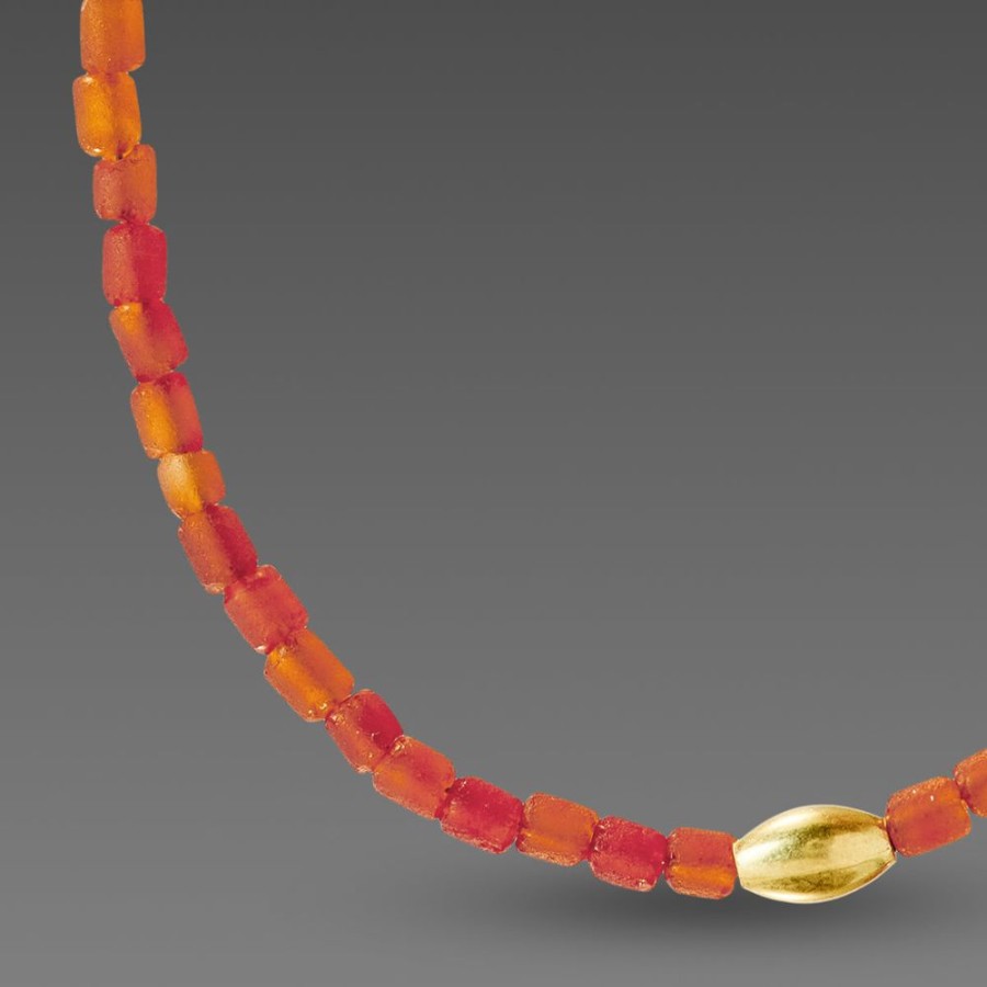 Necklaces Ananda Khalsa | Carnelian Necklace With Gold Rice Bead