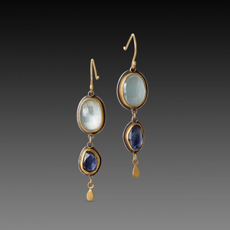 Earrings Ananda Khalsa | Aquamarine And Sapphire Earrings