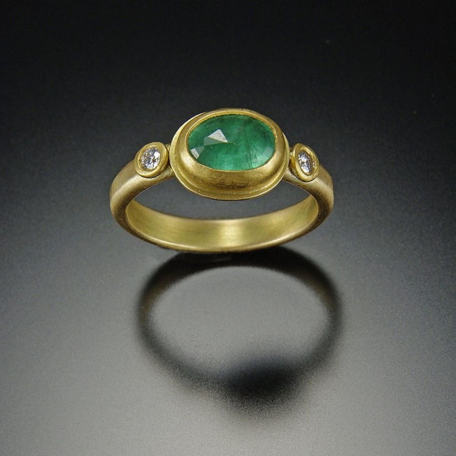 Rings Ananda Khalsa | Rose Cut Emerald Ring With Diamonds