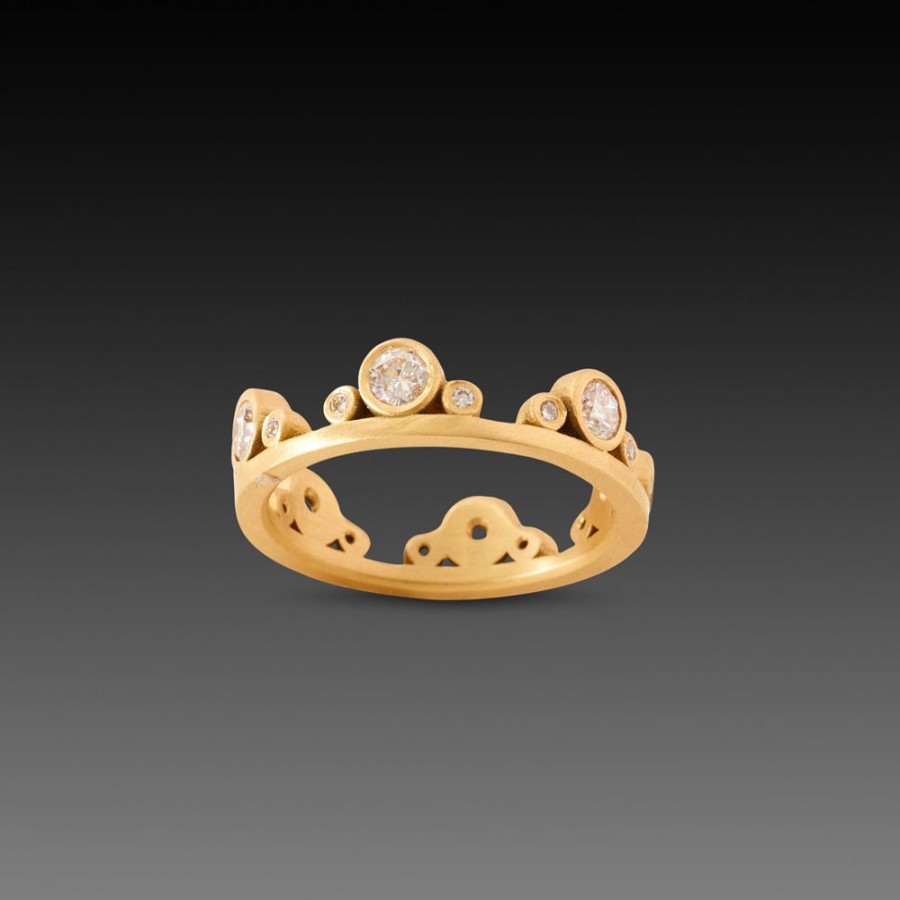 Rings Ananda Khalsa | Large Gold Side Trios Band With Diamonds