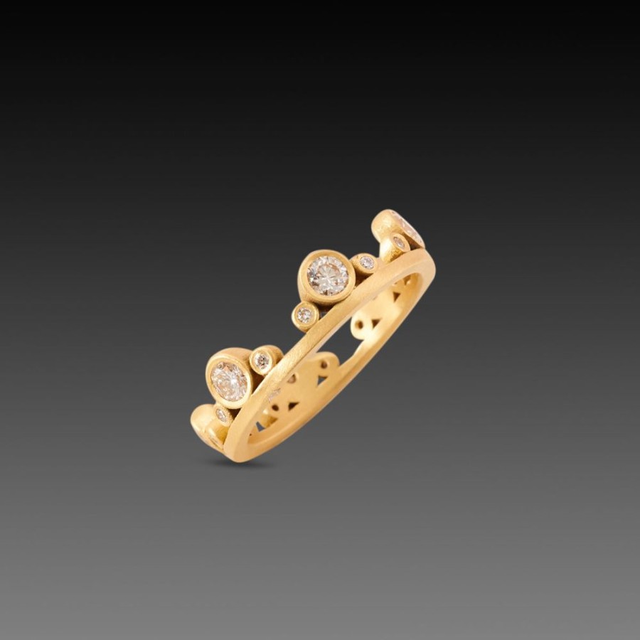 Rings Ananda Khalsa | Large Gold Side Trios Band With Diamonds