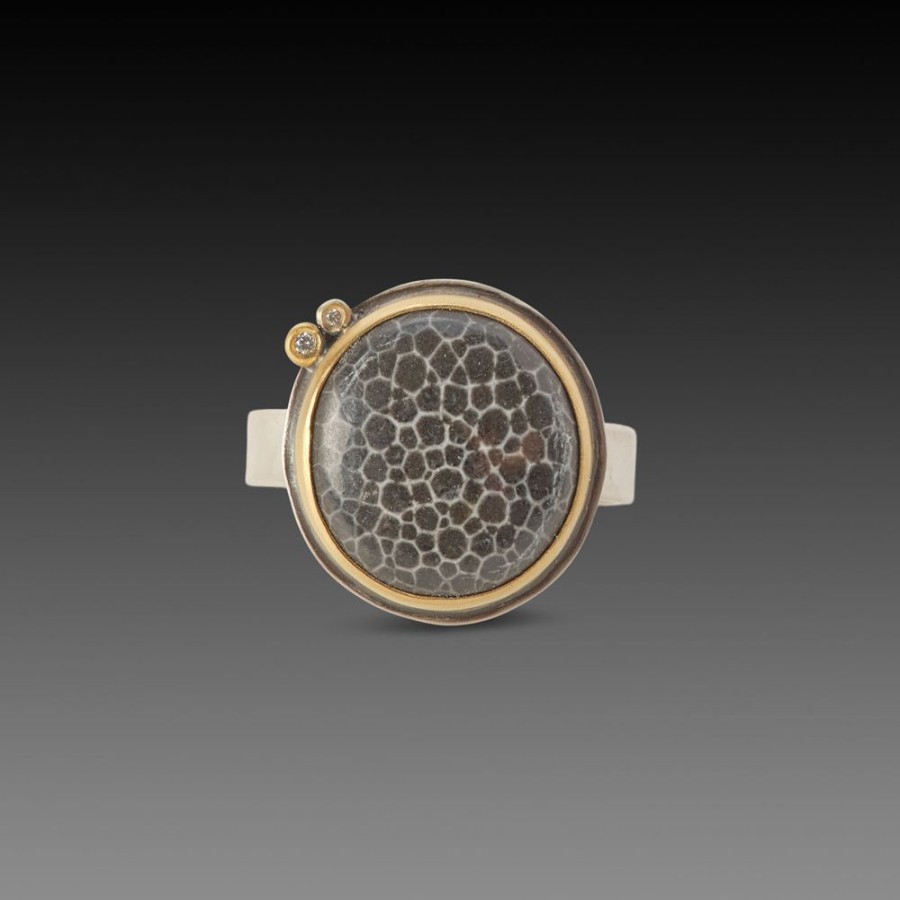 Rings Ananda Khalsa | Round Bryozoan Fossil Ring