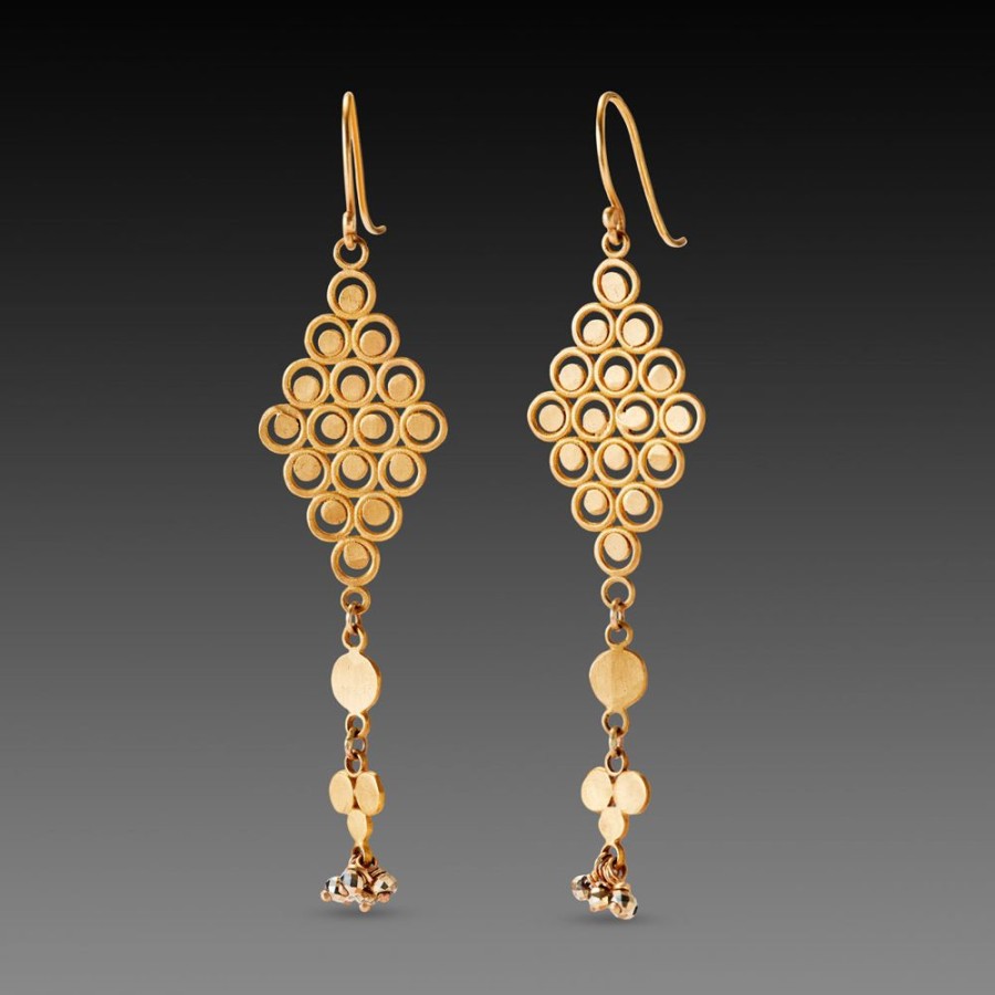 Earrings Ananda Khalsa | Gold Filigree Earrings With Trios