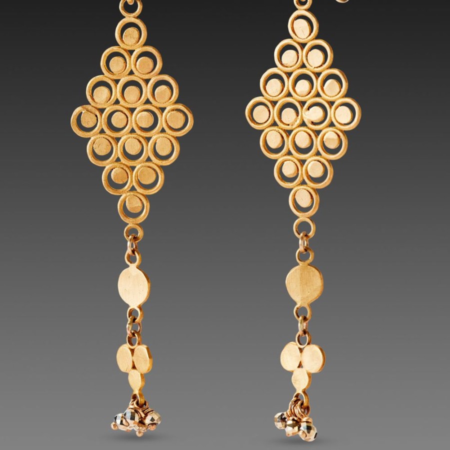 Earrings Ananda Khalsa | Gold Filigree Earrings With Trios