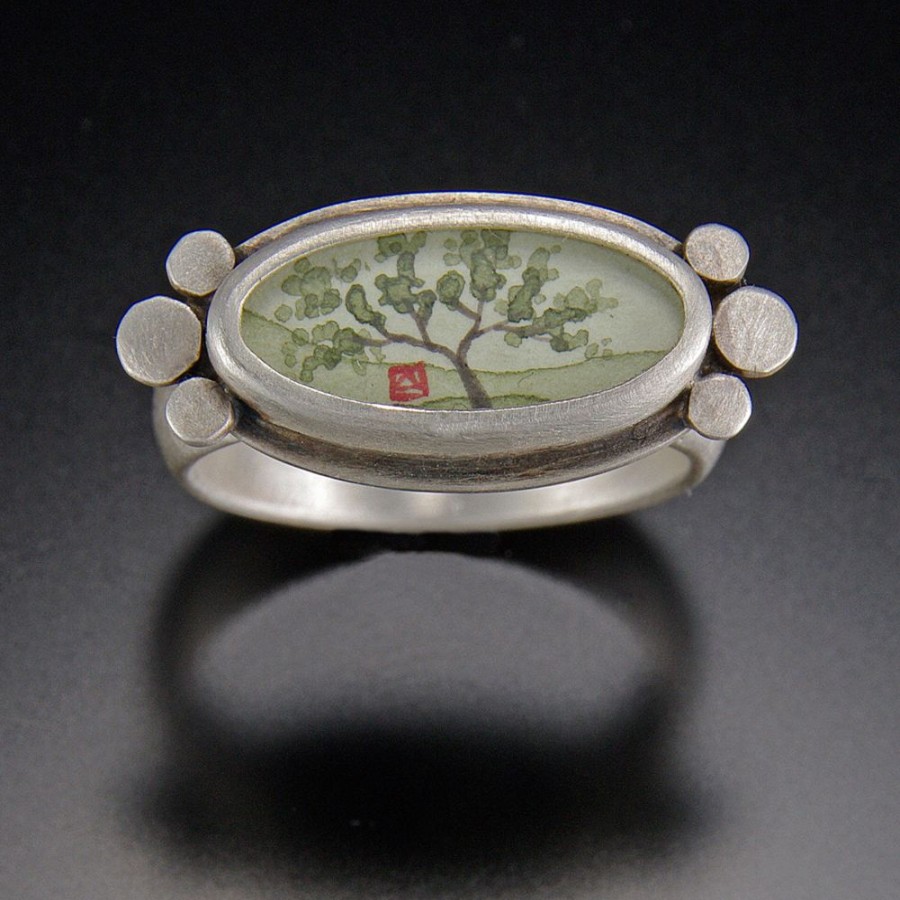 Hand Painted Jewelry Ananda Khalsa | Narrow Oval Spring Maple Ring