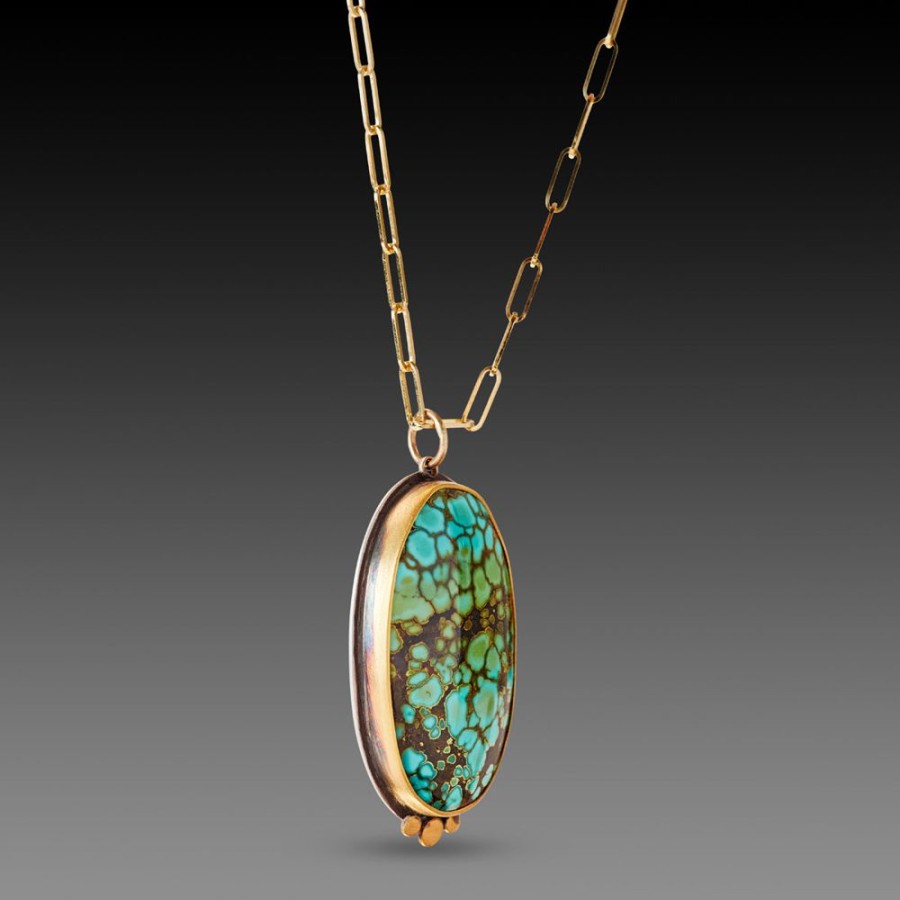 Necklaces Ananda Khalsa | Oval Turquoise Necklace