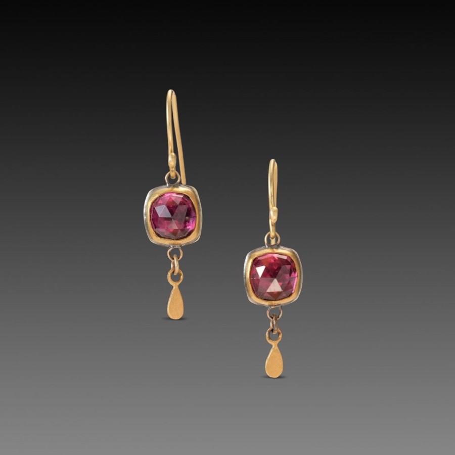 Earrings Ananda Khalsa | Delicate Rhodolite Garnet Earrings