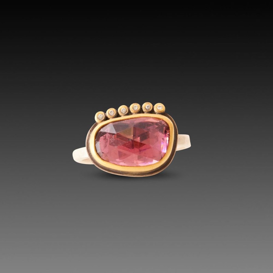 Rings Ananda Khalsa | Pink Tourmaline Ring With Diamond Line