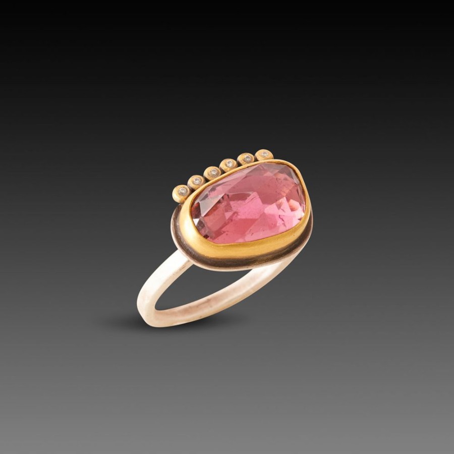 Rings Ananda Khalsa | Pink Tourmaline Ring With Diamond Line