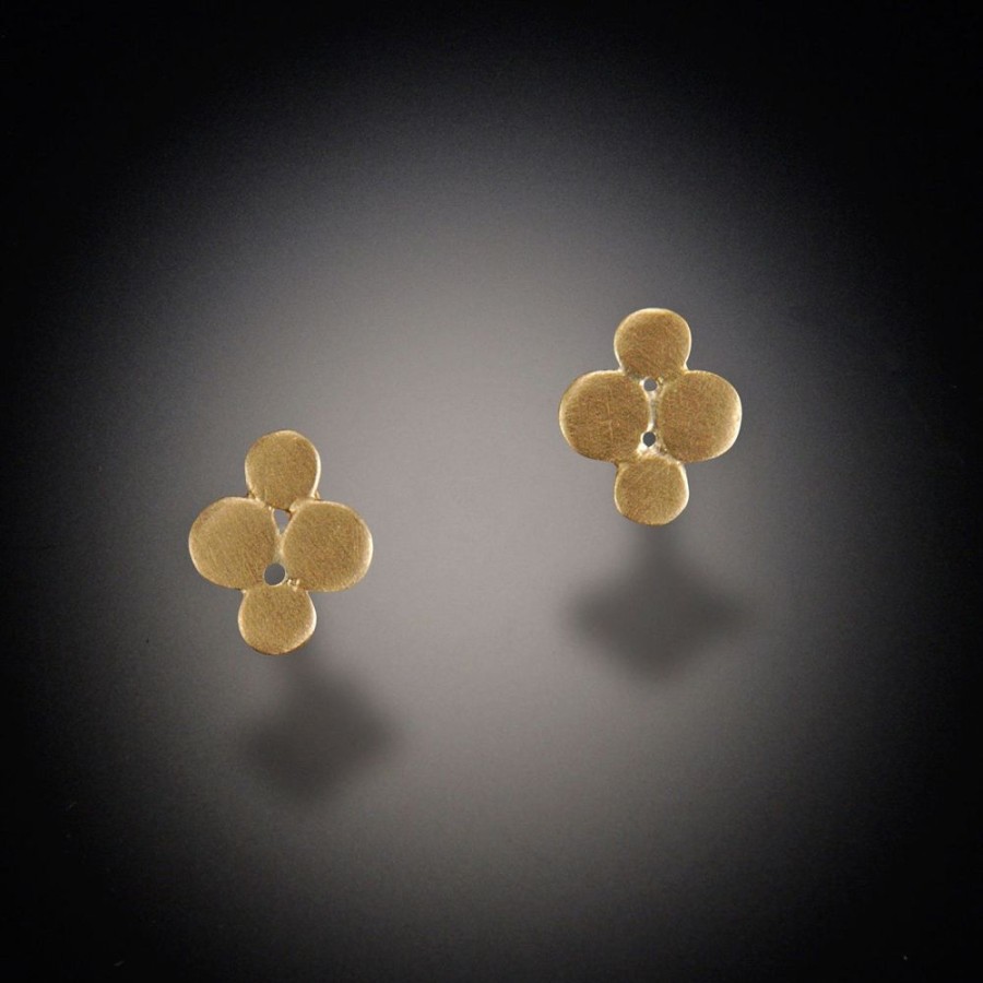 Earrings Ananda Khalsa | Small Gold Multi Disk Stud Earrings