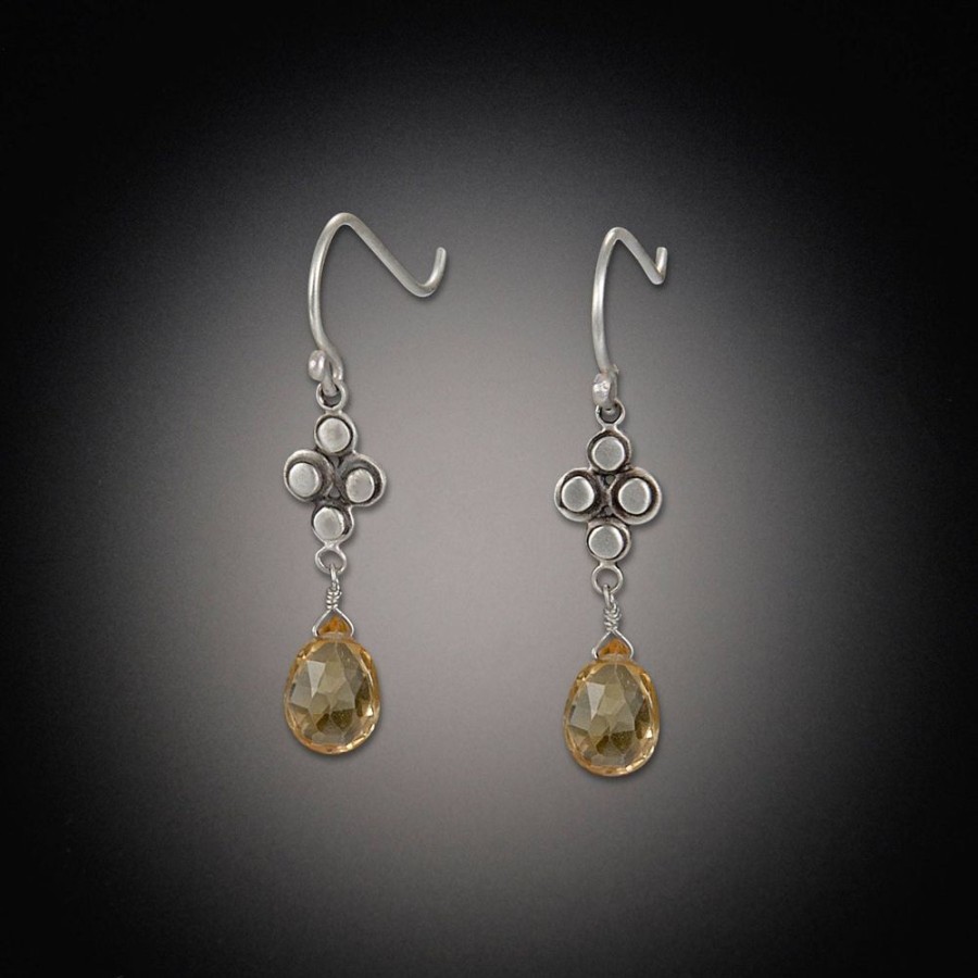 Earrings Ananda Khalsa | Raised Disk Earrings With Citrine