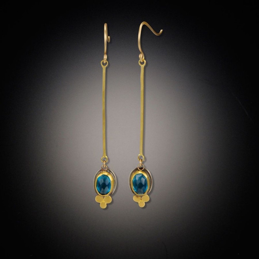 Earrings Ananda Khalsa | Long Stick Earrings With London Blue Topaz