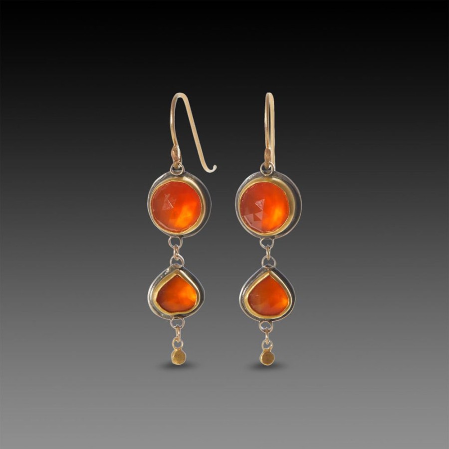 Earrings Ananda Khalsa | Double Rose Cut Carnelian Earrings