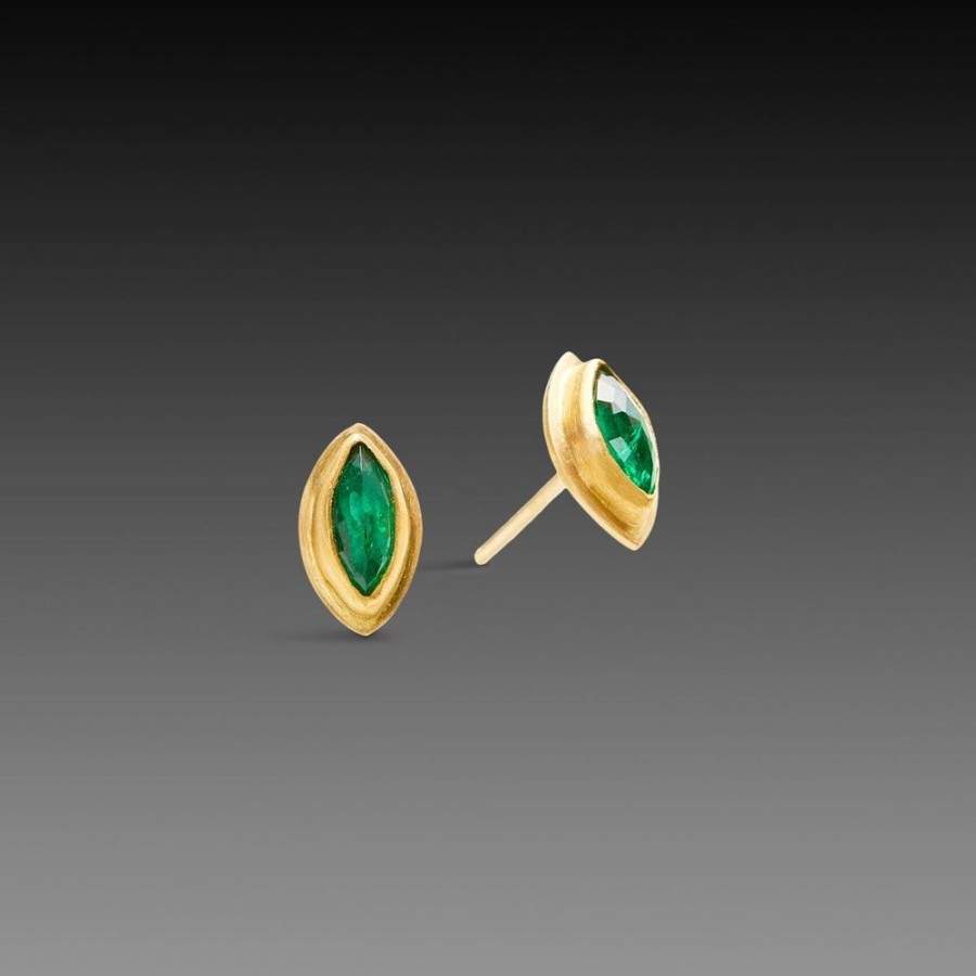 Earrings Ananda Khalsa | Marquise Emerald Stud Earrings