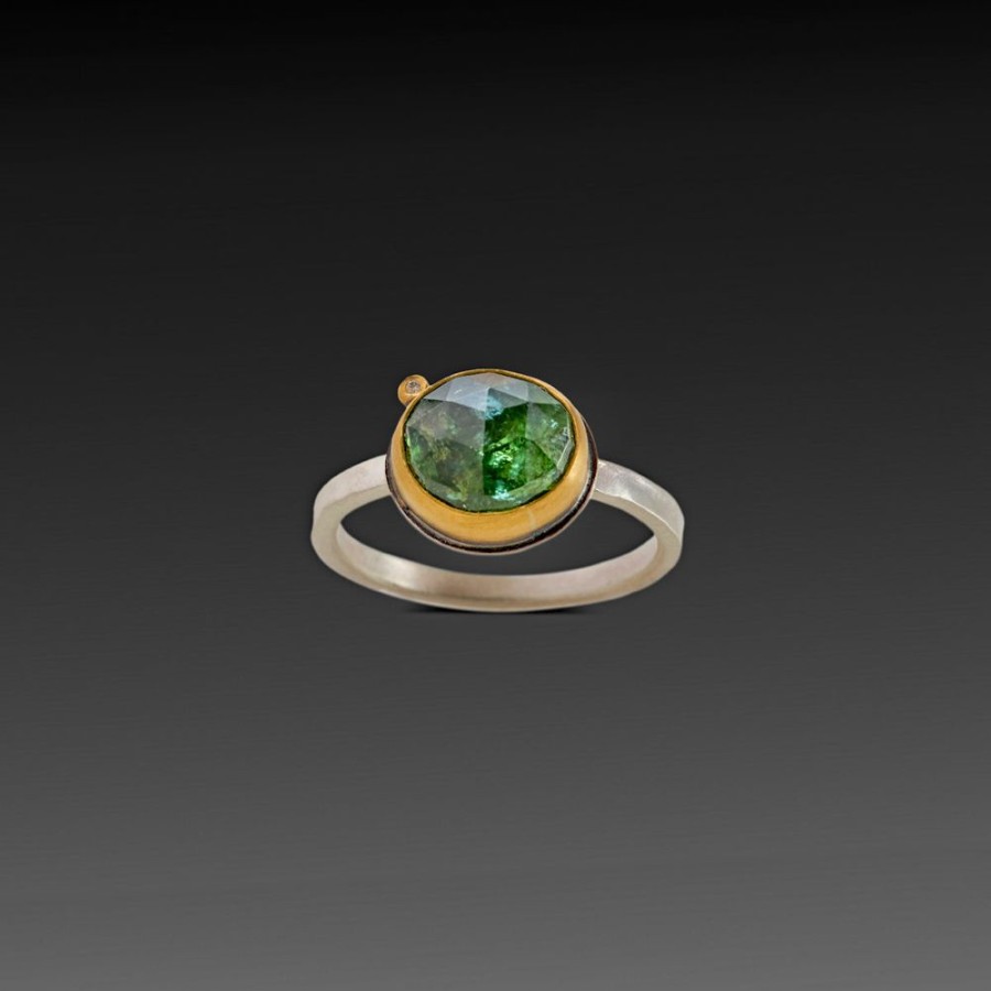 Rings Ananda Khalsa | Green Tourmaline Ring With Diamond