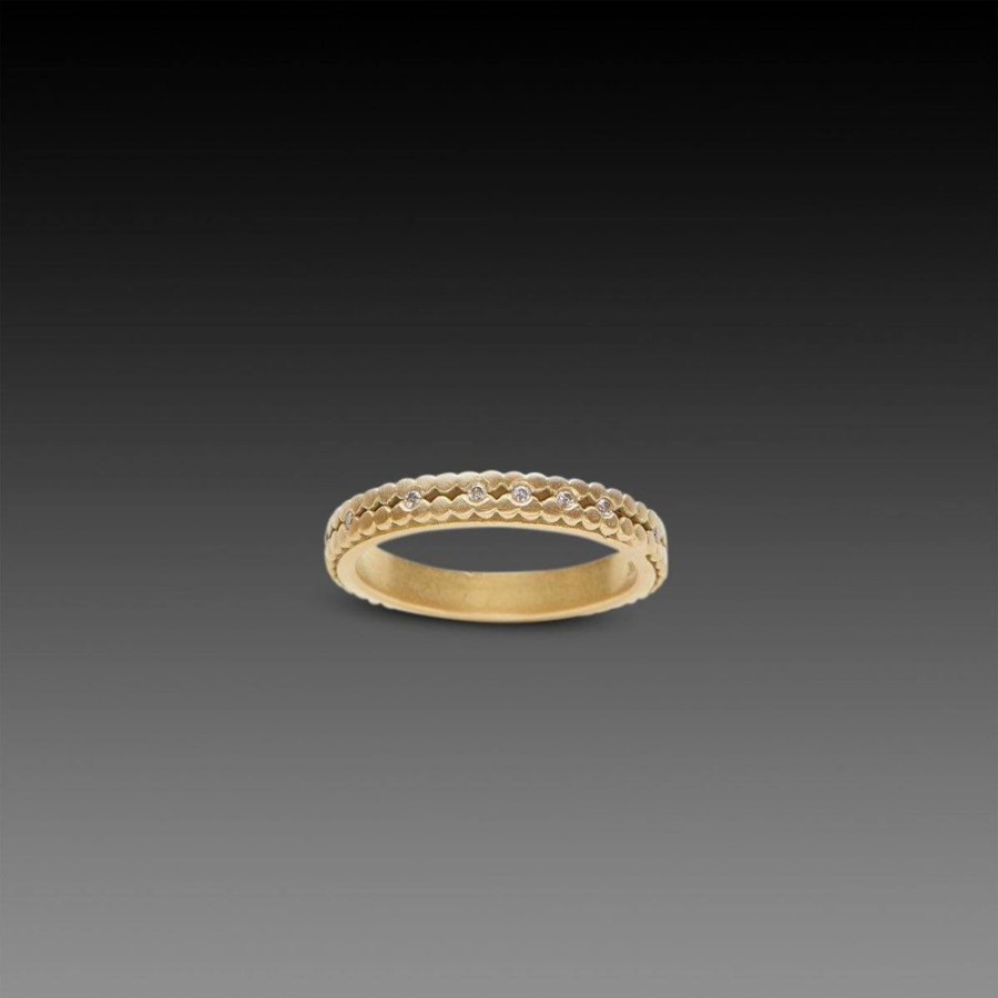 Rings Ananda Khalsa | Double Raised Dot Band With Diamonds