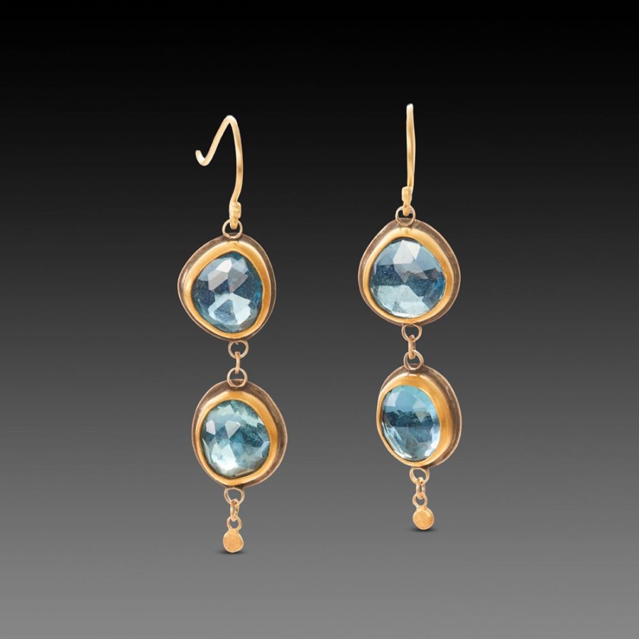 Earrings Ananda Khalsa | Double Blue Topaz Drop Earrings