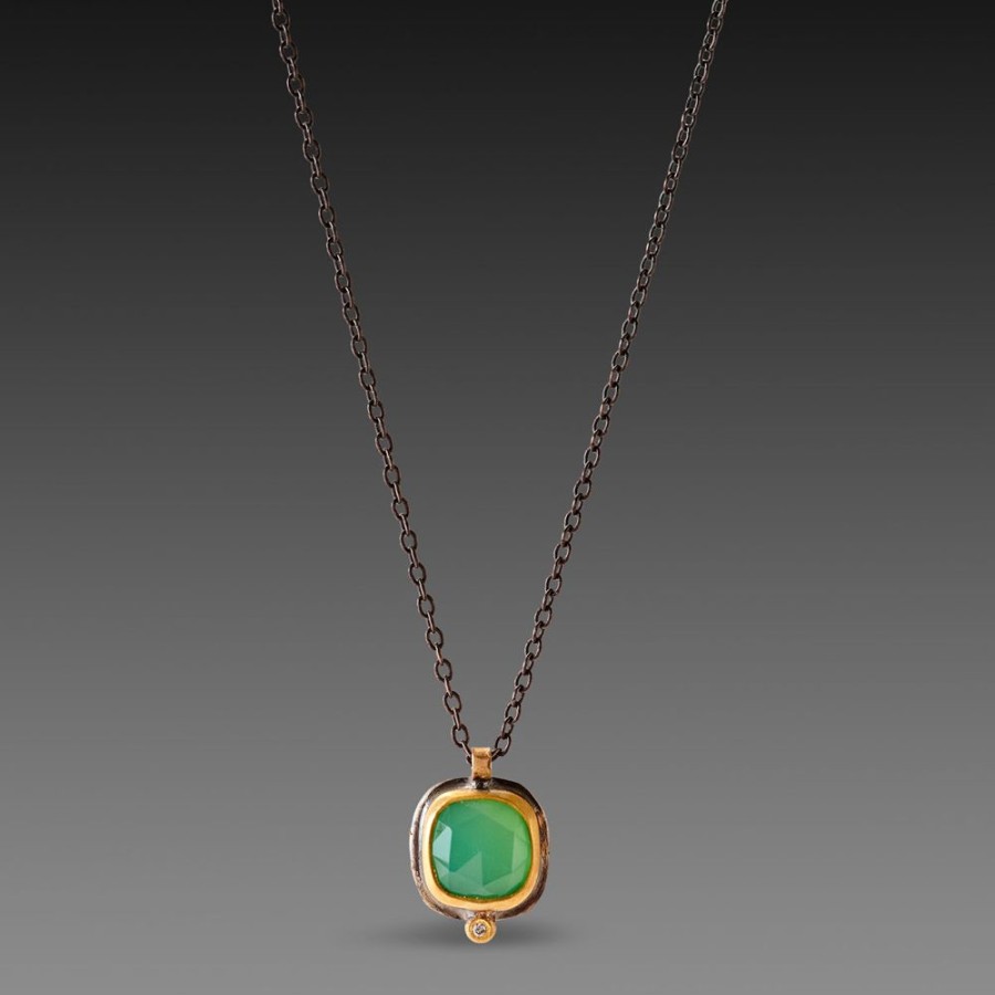 Necklaces Ananda Khalsa | Chrysoprase Necklace With Diamond