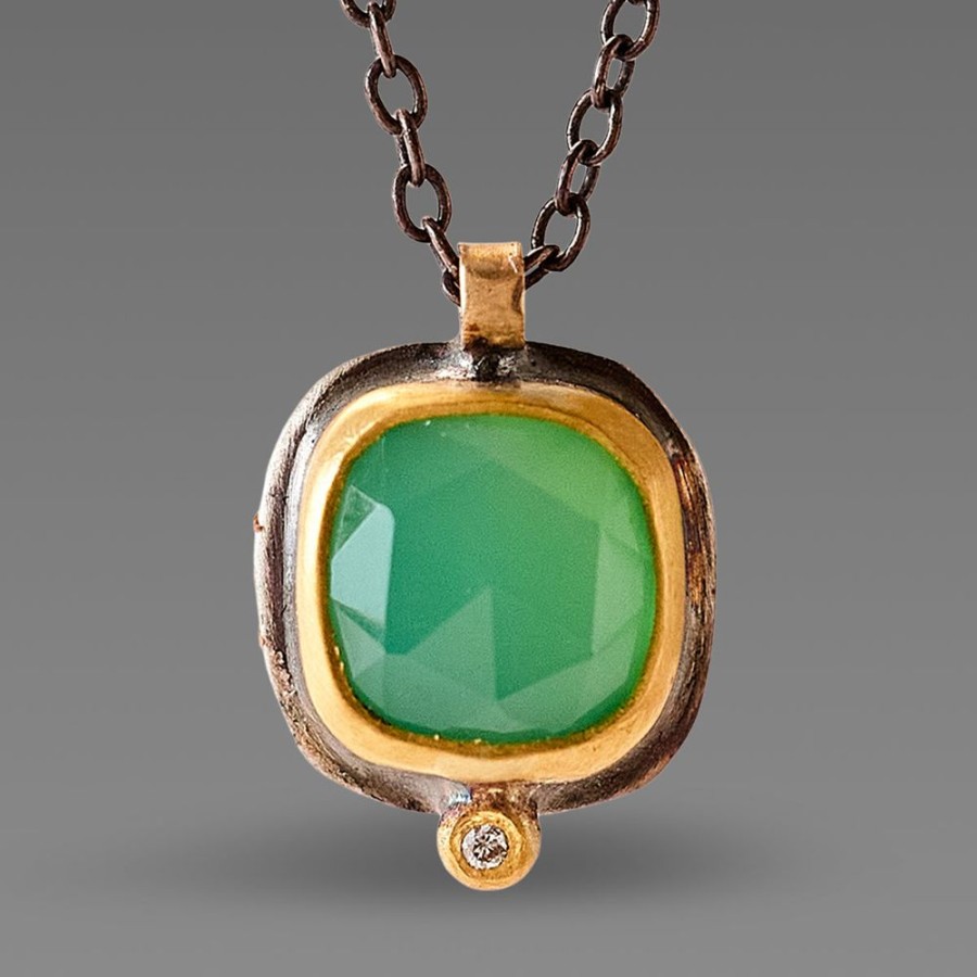 Necklaces Ananda Khalsa | Chrysoprase Necklace With Diamond